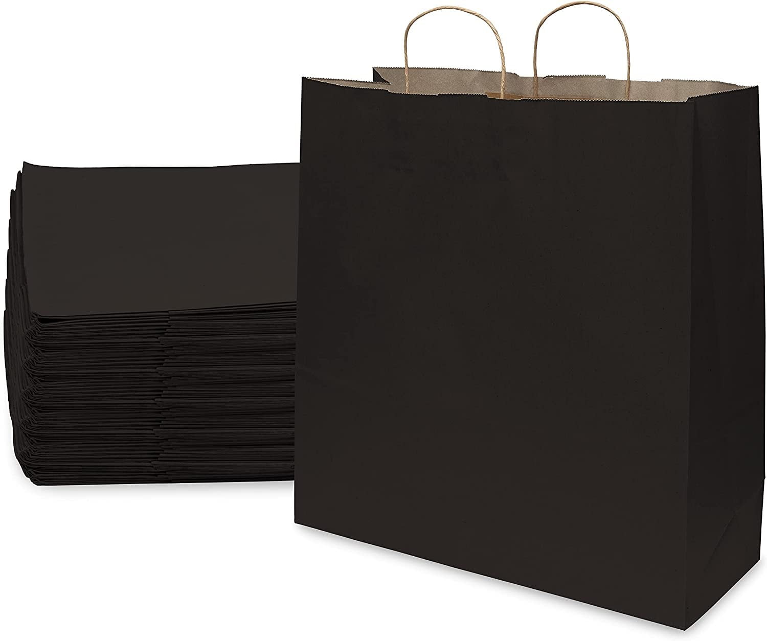 SHIPKEY 4 Pack Black Gift Bags with Tissue Paper, 12.5x4.7x11 Inches,  Reusable Gift Bags, Large Gift Bags, Reusable Grocery Bags for Bridesmaids,  Men and Women (32x12x28 cm) 