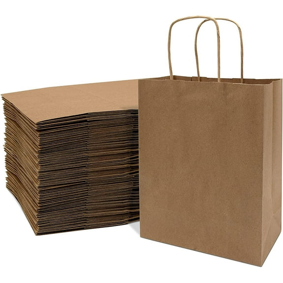 Prime Line Packaging Brown Paper Bags, Gift Bags Bulk 8x4x10 400 Pack