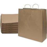 Prime Line Packaging Extra Large Brown Paper Bags with Handles, Gift Bags Bulk 18x7x18.75 100 Pack