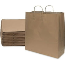 Prime Line Packaging Extra Large Brown Paper Bags with Handles, Shopping Bags Bulk 18x7x18.75 100 Pack