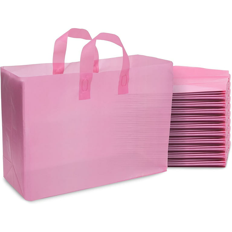 Prime Line Packaging Gift Bags Large, Pink Gift Bags, Frosted Plastic Bags  Bulk 16x6x12 50 Pack