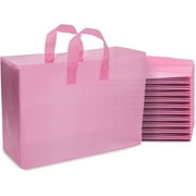 Prime Line Packaging Gift Bags Large, Pink Gift Bags, Frosted Plastic Bags Bulk 16x6x12 100 Pack