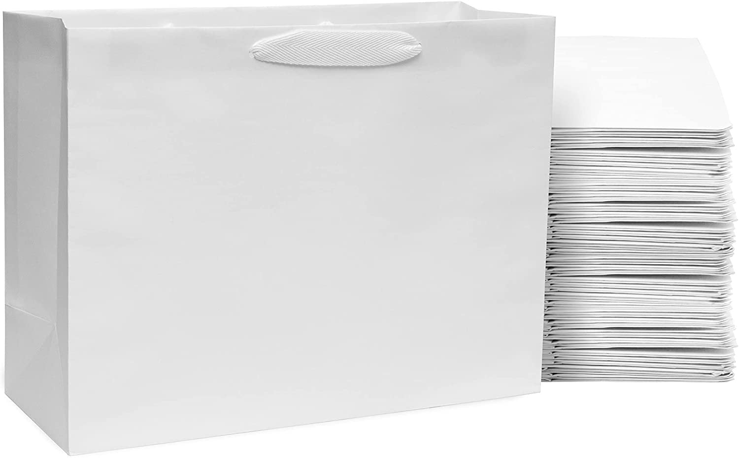 50-Pack White Kraft Paper Bags – 16x6x12 Inches, Perfect For Shopping, Gifts, Party Favors & Retail