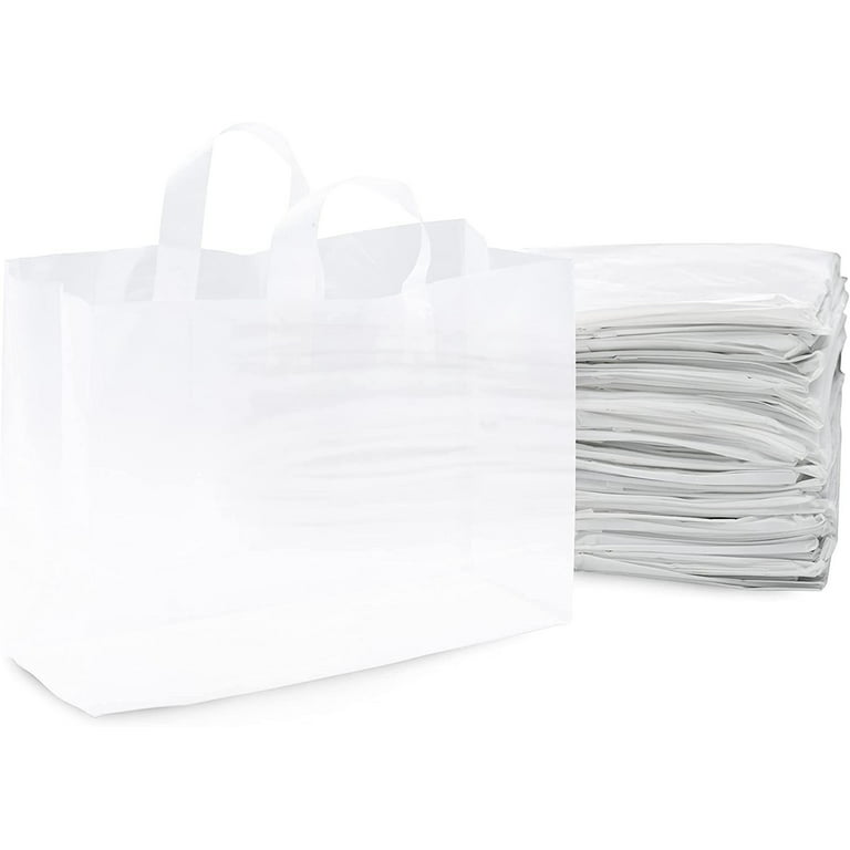 Prime Line Packaging Plastic Bags with Handles, Small Frosted Black Plastic Bags 8x4x10 50 Pack