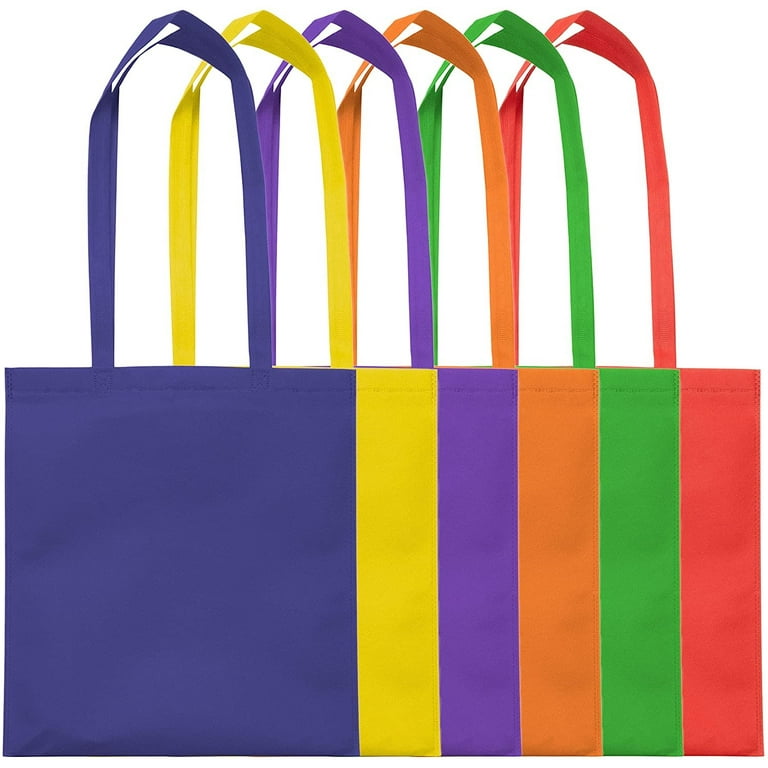 Prime Line Packaging Reusable Multi Color Fabric Poly Bags with Handles for All Occasions 25 Pack 15x16