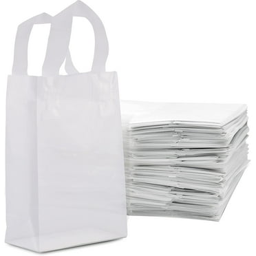White Kraft Paper Bags with Handles Bulk - Packs in 100 Bags - Gift ...