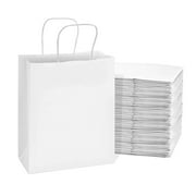 Prime Line Packaging White Paper Bags, Bags with Handles, Small Gift Bags 8x4x10 100 Pack