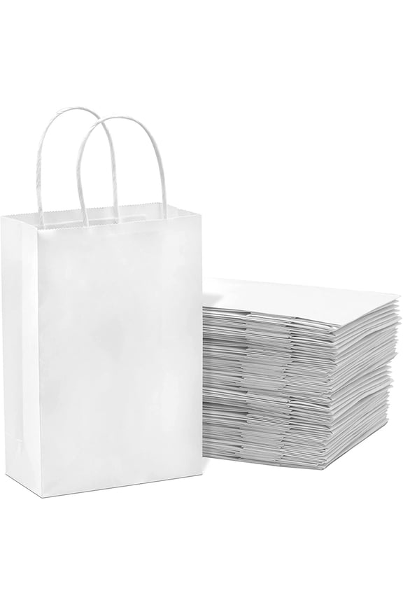White Paper Bags, Extra Small Kraft Bags Bulk 6x3x9 100 Pack