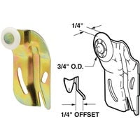 Prime Line Prod. Prime-Line Offset Adjustable 3/4 In. Dia. Single Wheel Bypass Door Roller, Case of 8