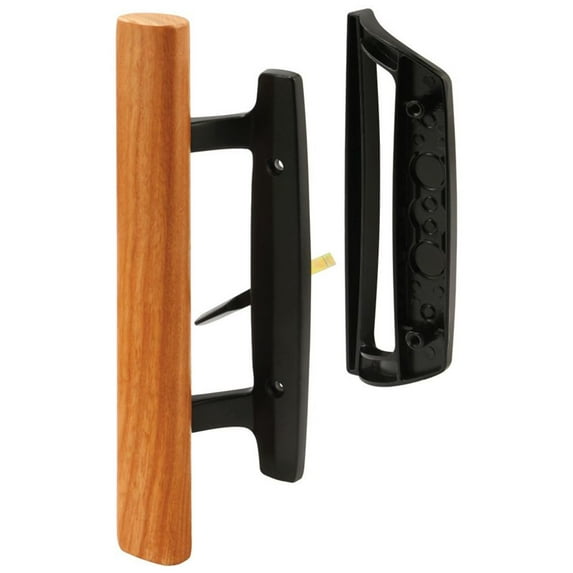 Prime-Line Products C 1131 Diecast with Wood Pull, Black, Patio Door Handle