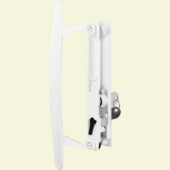 Prime-Line Products C 1197 7-1/4 in. White, Diecast, Flush Mounted Sliding Patio Door Latch with Pull Handle