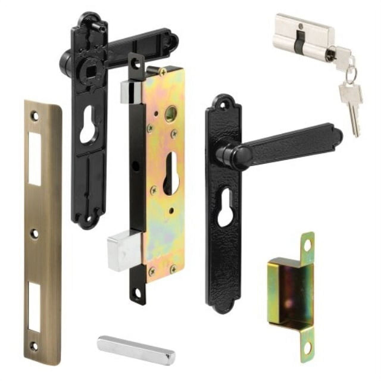 Prime-Line Products K 5092 Security Door Keyed-Locking Mortise Handle Set  Steel Diecast Construction Black