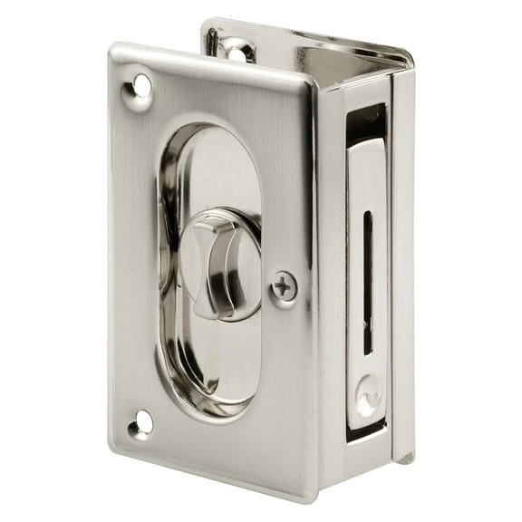 Prime-Line Products N 7367 3 3/4 in., Solid Brass with Satin Nickel Finish, Pocket Door Privacy Lock and Pull