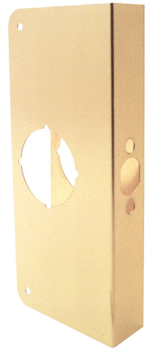 Prime-Line U 9573 Brass Lock & Door Reinforcement Plate - Antique Brass Finish For 1-3/4" Thick Doors