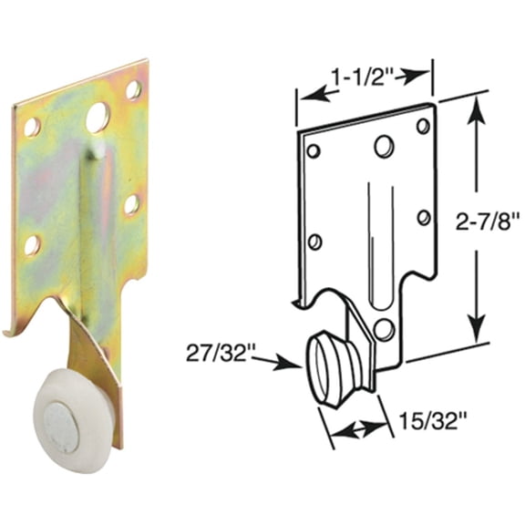 Prime-Line R 7132 Steel Bracket Drawer Track Roller with Plastic Roller (2 Pack)