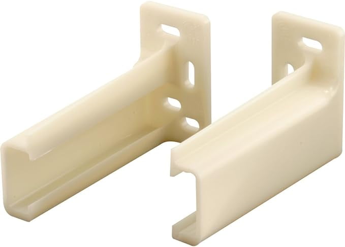 Prime-Line R 7265 3/8" x 1" Plastic Off-White Drawer Track Back Plate, 2 Piece