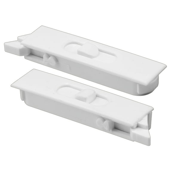 Prime-Line Tilt Latch Pair, White Plastic Construction, Spring-Loaded, Snap-In