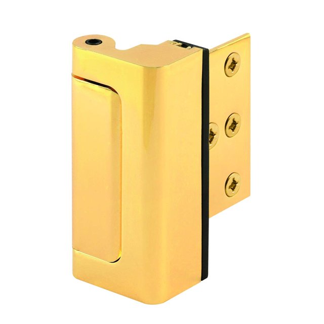 Prime-Line U 11442 Door Reinforcement Lock Add Extra, High Security to your Home and Prevent Unauthorized Entry 3 Stop, Aluminum Construction, Polished Brass Single Pack