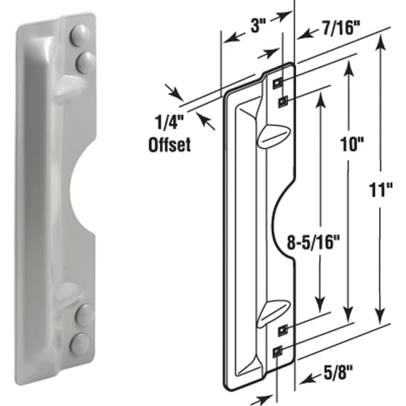 Prime-Line U 9503 Steel Latch Guard Plate Cover for Out-Swinging Doors, Gray (Single Pack)