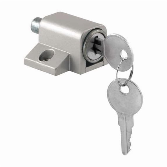 Push-In Sliding Door Keyed Lock, Aluminum Finish