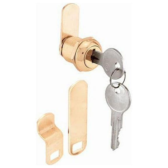 Prime-Line U 9942 5/8 In. Brass Finish Drawer/ Cabinet Lock - Quantity 6