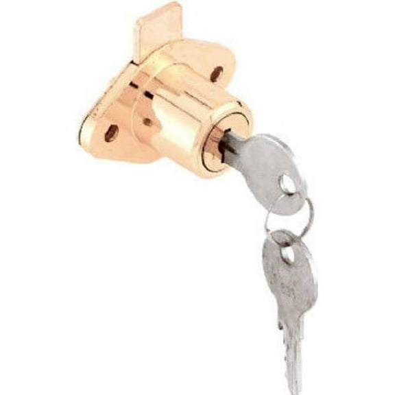 Prime-Line U 9947 Drawer & Cabinet Lock, 7/8 in. Outside Diameter, Diecast, Brass Plated