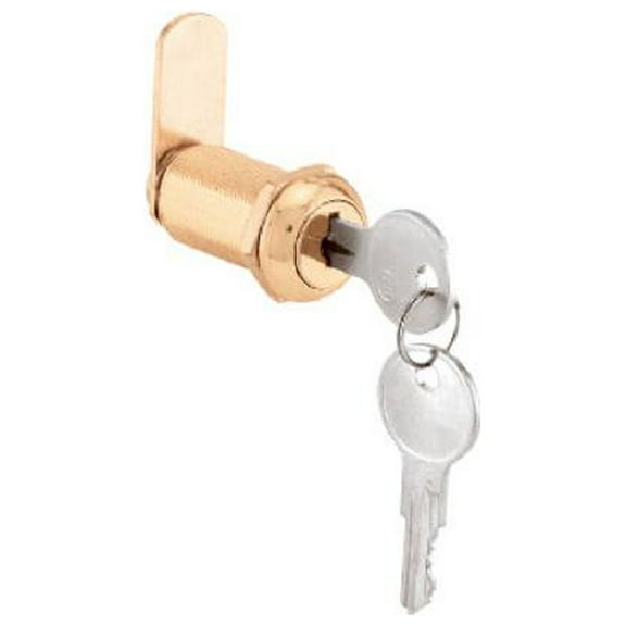 Prime-Line U 9953 1-3/8 In. Brass Finish Drawer/ Cabinet Lock - Quantity 6