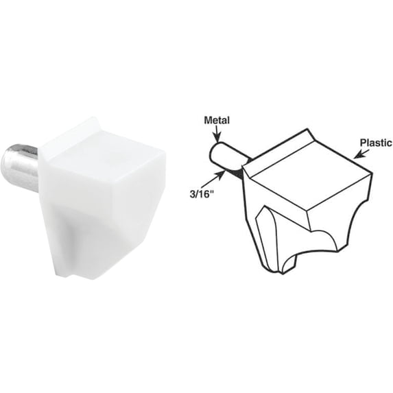 Prime-Line Shelf Support Peg White Plastic - 5 mm, 0.625 In. L, 15 Lb.