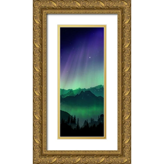 Prime, Marcus 10x18 Gold Ornate Wood Framed with Double Matting Museum Art Print Titled - Borealis Vision 1