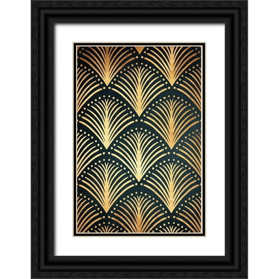 Prime, Marcus 11x14 Black Ornate Wood Framed with Double Matting Museum Art Print Titled - Golden Fans 1