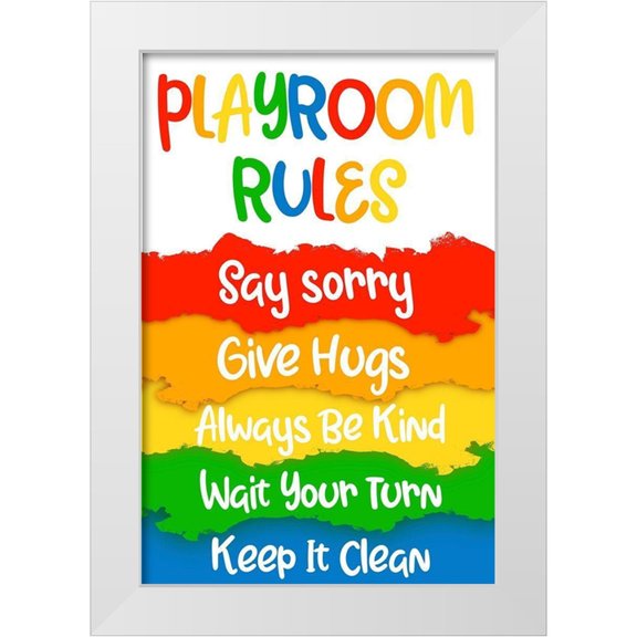 Prime, Marcus 11x14 White Modern Wood Framed Museum Art Print Titled - Playroom Rules