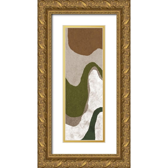 Prime, Marcus 11x24 Gold Ornate Wood Framed with Double Matting Museum Art Print Titled - Rustic Swirly Dirly 1