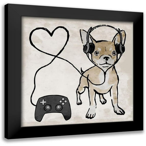 Prime, Marcus 12x12 Black Modern Framed Museum Art Print Titled - Gaming Chihuahua
