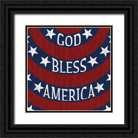 Prime, Marcus 12x12 Black Ornate Wood Framed with Double Matting Museum Art Print Titled - God Bless America