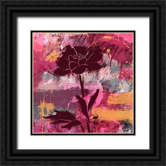 Prime, Marcus 12x12 Black Ornate Wood Framed with Double Matting Museum Art Print Titled - Urban Floral 1