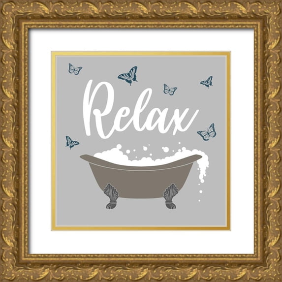 Prime, Marcus 12x12 Gold Ornate Wood Framed with Double Matting Museum Art Print Titled - Butterfly Bath 1