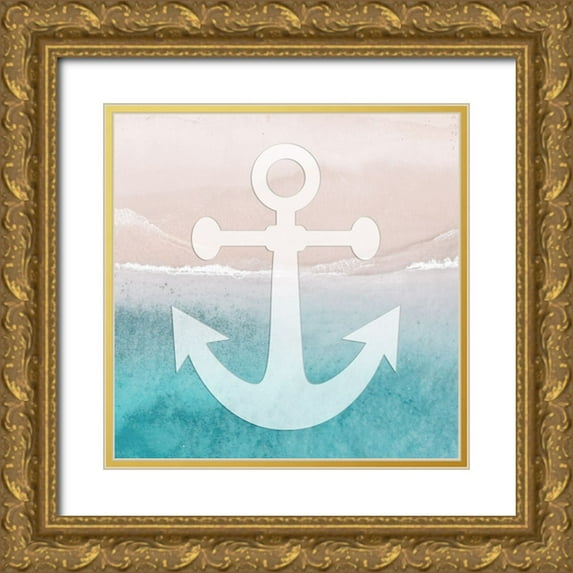 Prime, Marcus 12x12 Gold Ornate Wood Framed with Double Matting Museum Art Print Titled - Coastal Anchor