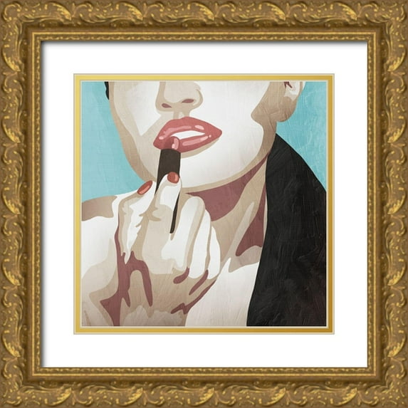 Prime, Marcus 12x12 Gold Ornate Wood Framed with Double Matting Museum Art Print Titled - Fahionable Kiss 3