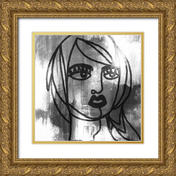 Prime, Marcus 12x12 Gold Ornate Wood Framed with Double Matting Museum Art Print Titled - Mademoiselle 3