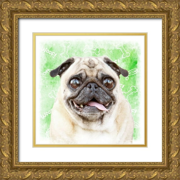 Prime, Marcus 12x12 Gold Ornate Wood Framed with Double Matting Museum Art Print Titled - Woof Woof 3