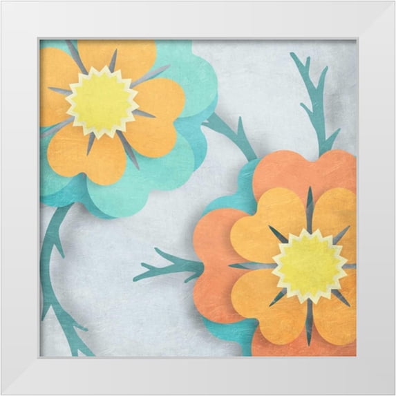 Prime, Marcus 12x12 White Modern Wood Framed Museum Art Print Titled - Flowers In The Wind