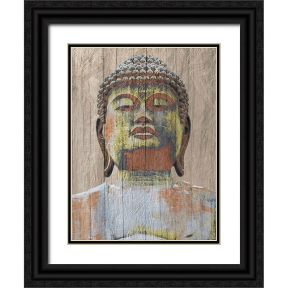 Prime, Marcus 12x14 Black Ornate Wood Framed with Double Matting Museum Art Print Titled - Wooden Painted Buddha