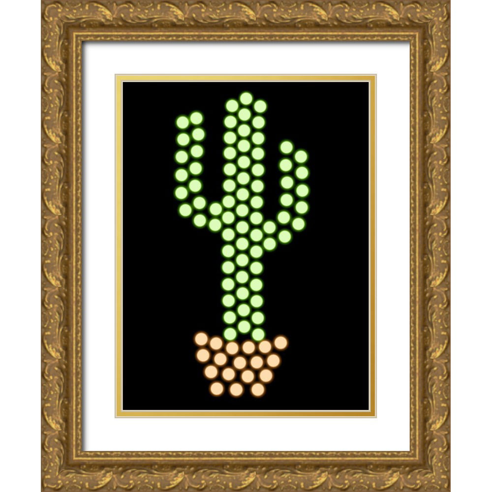 Prime, Marcus 12x14 Black Ornate Wood Framed with Double Matting Museum Art  Print Titled - Cactus Glow 