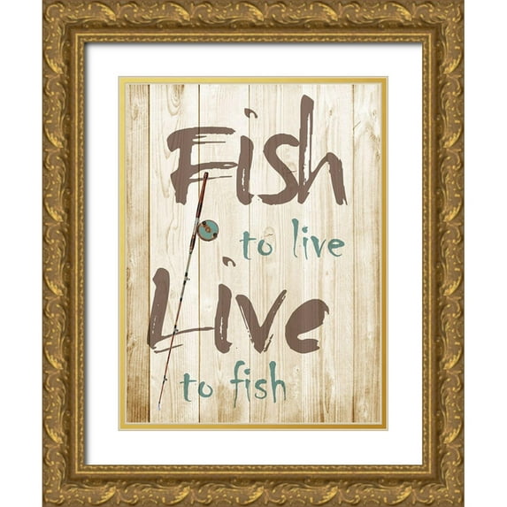 Prime, Marcus 12x14 Gold Ornate Wood Framed with Double Matting Museum Art Print Titled - Fish To Live