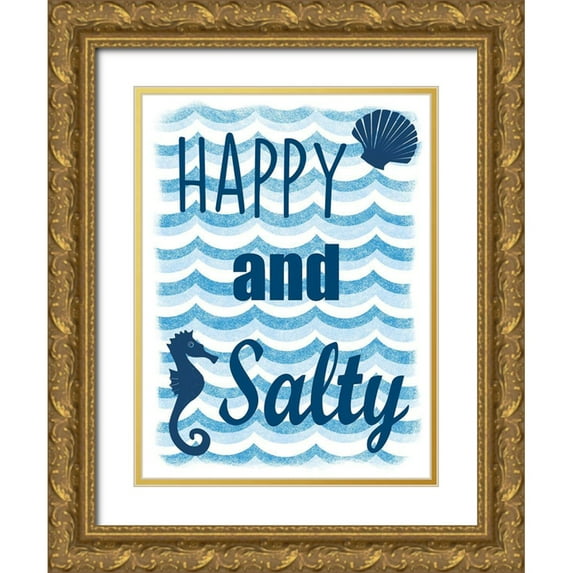 Prime, Marcus 12x14 Gold Ornate Wood Framed with Double Matting Museum Art Print Titled - Happy And Salty