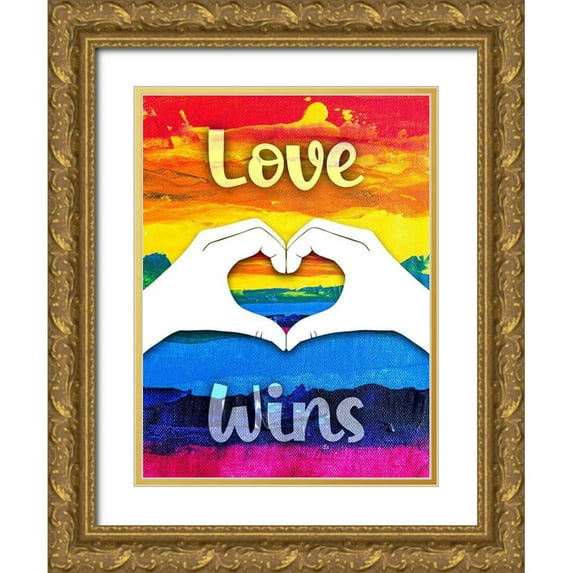 Prime, Marcus 12x14 Gold Ornate Wood Framed with Double Matting Museum Art Print Titled - Love Wins