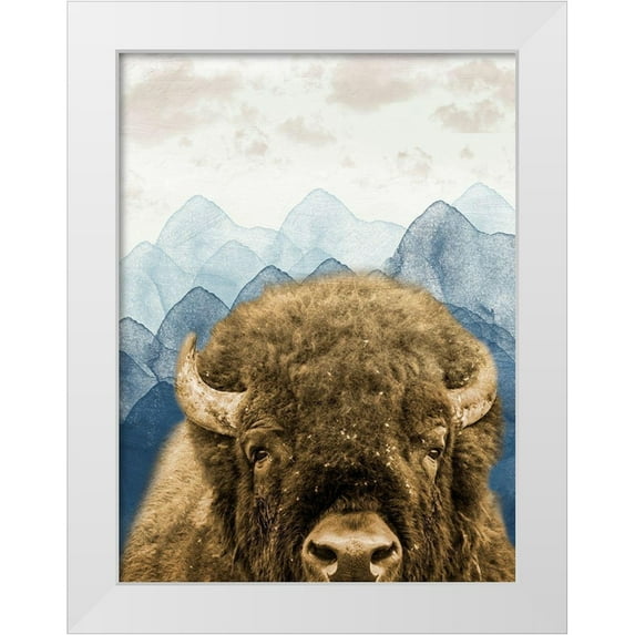 Prime, Marcus 12x14 White Modern Wood Framed Museum Art Print Titled - Mountain Fluffy Bison