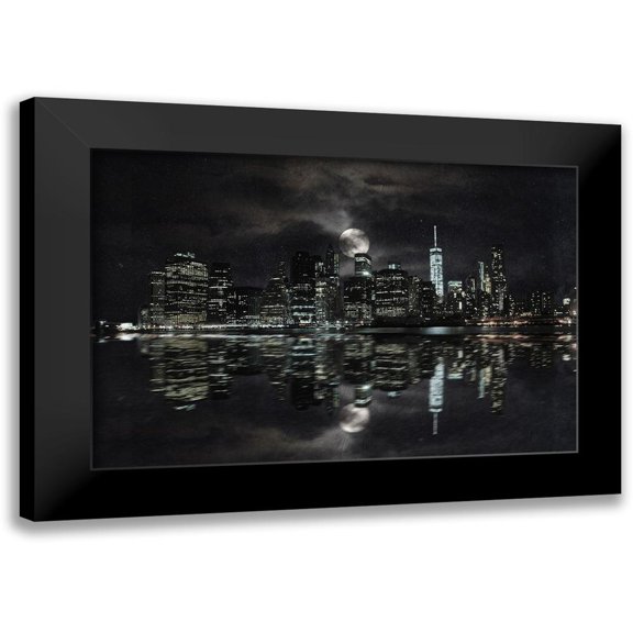 Prime, Marcus 14x11 Black Modern Framed Museum Art Print Titled - Full Moon NYC