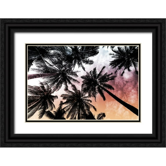 Prime, Marcus 14x11 Black Ornate Wood Framed with Double Matting Museum Art Print Titled - Sunset Palms 2