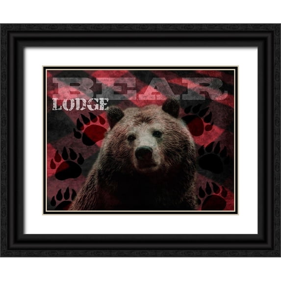 Prime, Marcus 14x12 Black Ornate Wood Framed with Double Matting Museum Art Print Titled - Flannel Bear Lodge 1